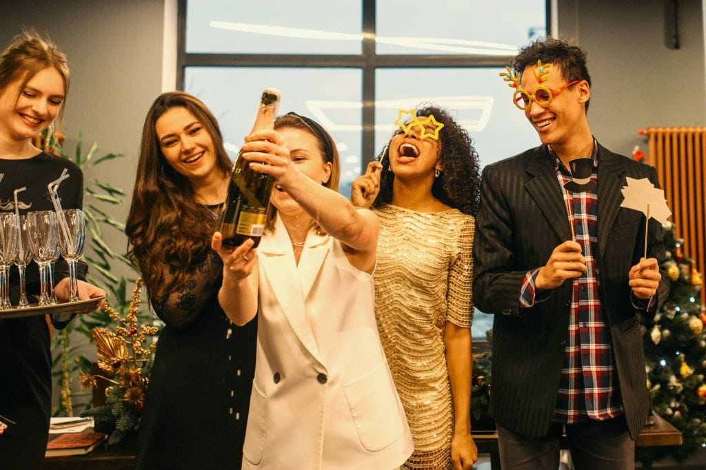 Staff toasting at an office party
