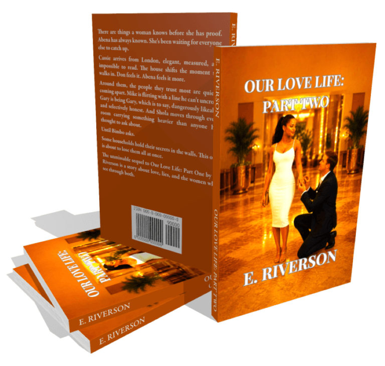 Full paperback book cover of "Our Love Life: Part Two" by E. Riverson, featuring a marriage proposal scene on the front cover and a dramatic romance sequel synopsis on the back.
