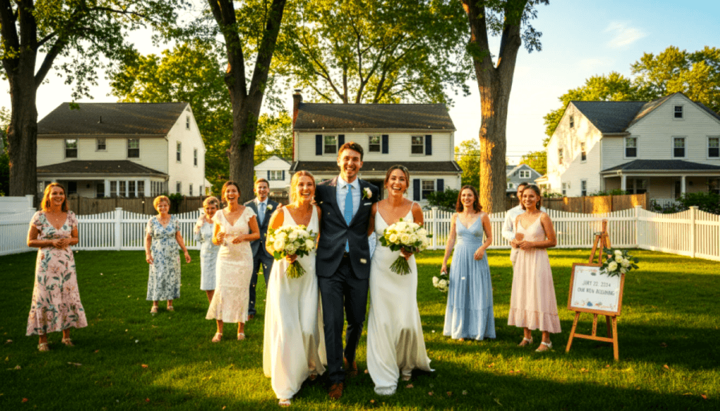 A wedding couple taking a group photo in The Ultimate Haven Thriller Novel.